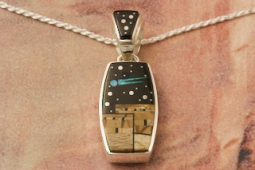 Calvin Begay Starry Night in the Pueblo Design Reversible Pendant